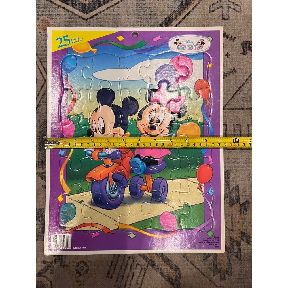 Vintage Disney Babies Large Frame-Tray Puzzle Mickey Minnie Mouse 1990s Complete